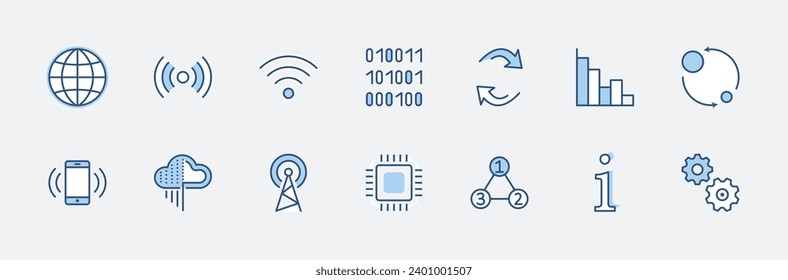 Set of Data Analysis Related Technology Vector Line Icons. Contains such Icons as Charts, Wi-fi, Graphs, Traffic Analysis, Big Data and more. Editable Stroke. 32x32 Pixel Perfect