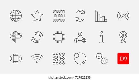 Set of Data Analysis Related Technology Vector Line Icons. Contains such Icons as Charts, Wi-fi, Graphs, Traffic Analysis, Big Data and more. Editable Stroke. 32x32 Pixel Perfect