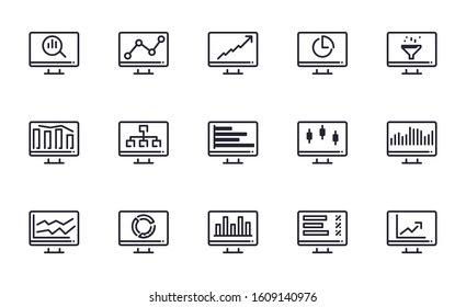 Set of Data analysis, Seo, Statistic vector icon illustration