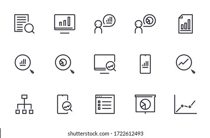 Set Of Data Analysis Vector Icon Illustration