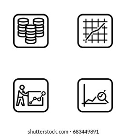 Set of data analysis vector thin line icons.