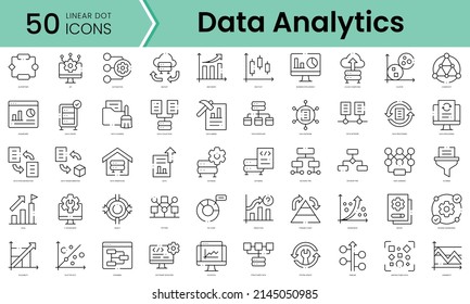 Set of data analytics icons. Line art style icons bundle. vector illustration