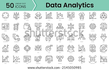 Set of data analytics icons. Line art style icons bundle. vector illustration