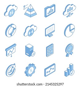 Set of Data Analytics Isometric Icons 

