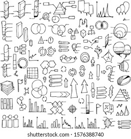 Set of Data Drawing illustration Hand drawn doodle Sketch line vector