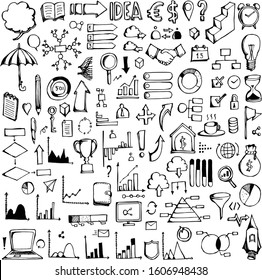 Set of Data Drawing illustration Hand drawn doodle Sketch line vector