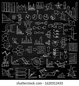 Set of Data Drawing illustration Hand drawn doodle Sketch line vector