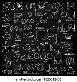 Set of Data Drawing illustration Hand drawn doodle Sketch line vector