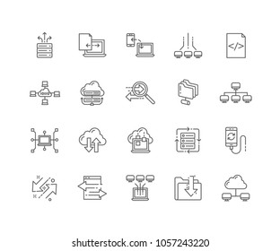 Set of Data Exchange outline icons isolated on white background.