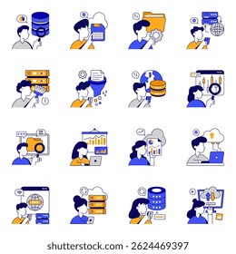 Set of Data Flat Icons
