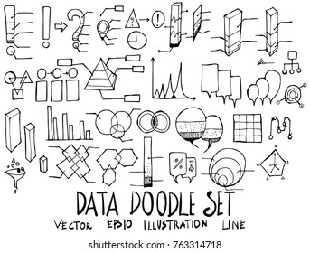 Set of Data illustration Hand drawn doodle Sketch line vector