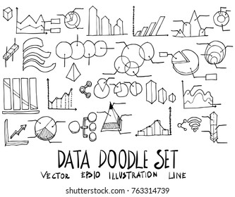 Set of Data illustration Hand drawn doodle Sketch line vector