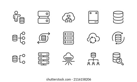 Set of data line icons. Premium pack of signs in trendy style. Pixel perfect objects for UI, apps and web. 