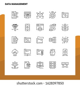 Set of Data Management Line Icon set 25 Icons. Vector Minimalism Style Design Black Icons Set. Linear pictogram pack.