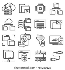 Set of Data Management Related Vector Line Icons