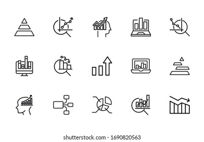 Set of data related vector line icons. Premium linear symbols pack. Vector illustration isolated on a white background. Web symbols for web sites and mobile app. Trendy design. 