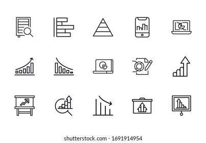 Set of data related vector line icons. Premium linear symbols pack. Vector illustration isolated on a white background. Web symbols for web sites and mobile app. Trendy design. 