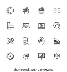 Set of data related vector line icons. Premium linear symbols pack. Vector illustration isolated on a white background. Web symbols for web sites and mobile app. Trendy design. 