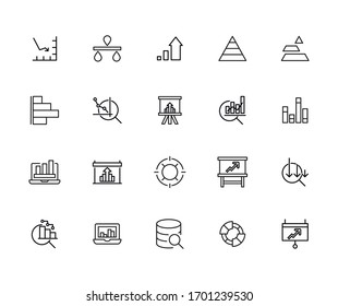 Set of data related vector line icons. Premium linear symbols pack. Vector illustration isolated on a white background. Web symbols for web sites and mobile app. Trendy design. 