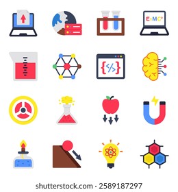 Set of Data Science Flat Icons 

