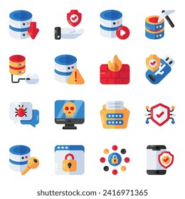 Set of Data Security Flat Icons

