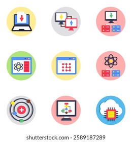 Set of Data Server Flat Icons 

