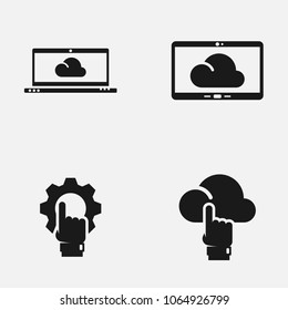 Set of data storage flat vector icons isolated on white background.