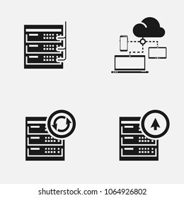 Set of data storage flat vector icons isolated on white background.