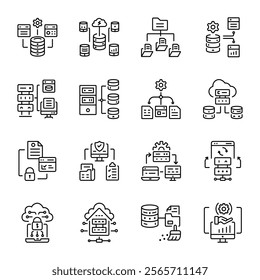 Set of Database Classification Linear Icons 

