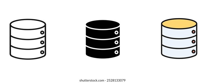 set of database icons, database icons in silhouette and editable color in unexpanded vector form