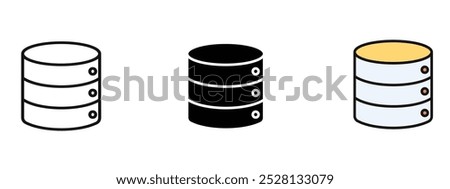 set of database icons, database icons in silhouette and editable color in unexpanded vector form