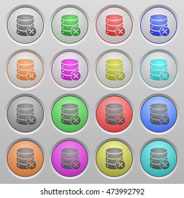 Set of database maintenance plastic sunk spherical buttons.