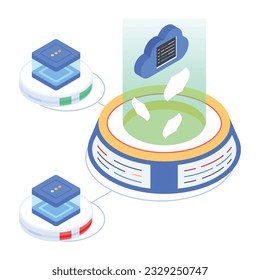 Set of Database Management Isometric Icons 

