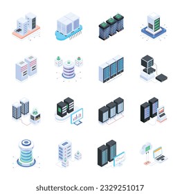 Set of Database Management Isometric Icons 

