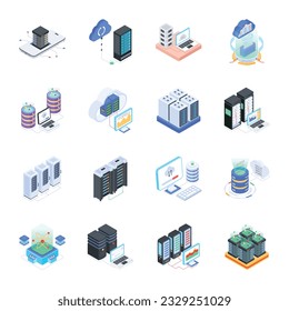 Set of Database Management Isometric Icons 

