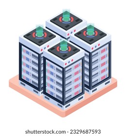 Set of Database Management Isometric Icons 

