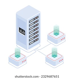 Set of Database Management Isometric Icons 

