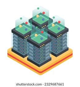 Set of Database Management Isometric Icons 

