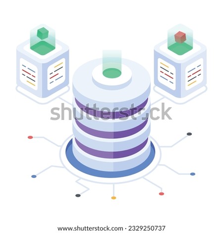 Set of Database Management Isometric Icons 

