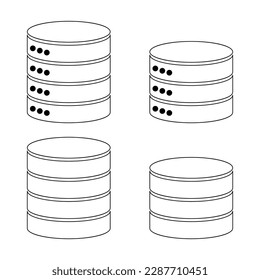 Set of Database storage icon, internet network server cloud data symbol, connection system vector illustration .