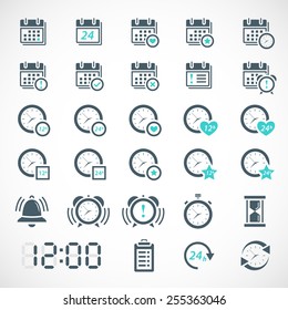 Set of date, time, calendar icons. Vector illustration