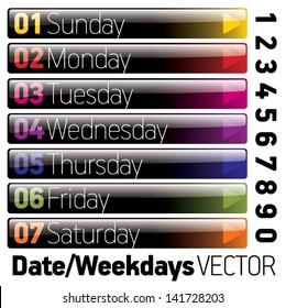 Set of date & weekdays banners
