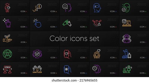 Set of Dating app, Health skin and Cyber attack line icons. Include Hand sanitizer, Good mood, Group icons. Medical mask, Time management, Clapping hands web elements. Approved teamwork. Vector