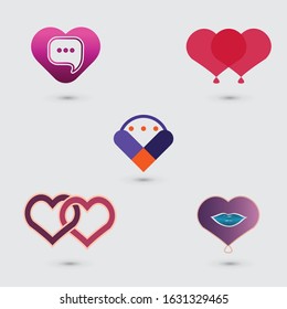 set of Dating app logo, love chat logo set, dating logo design. heart love template. 