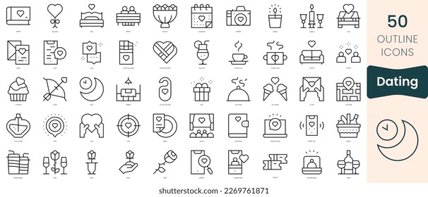 Set of dating icons. Thin linear style icons Pack. Vector Illustration