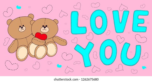 set for the day of all lovers. bears stars lettering love you