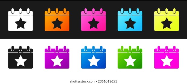 Set Day calendar with date July 4 icon isolated on black and white background. USA Independence Day. 4th of July.  Vector