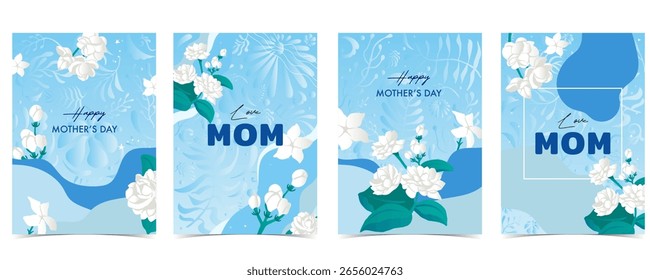 Set of mother’s day card with curve shape for a4 vertical design
