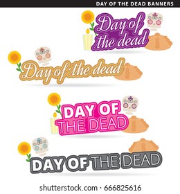 Set of day of the dead  banners in two typographic styles.