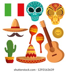 set day of the dead celebration with event decoration